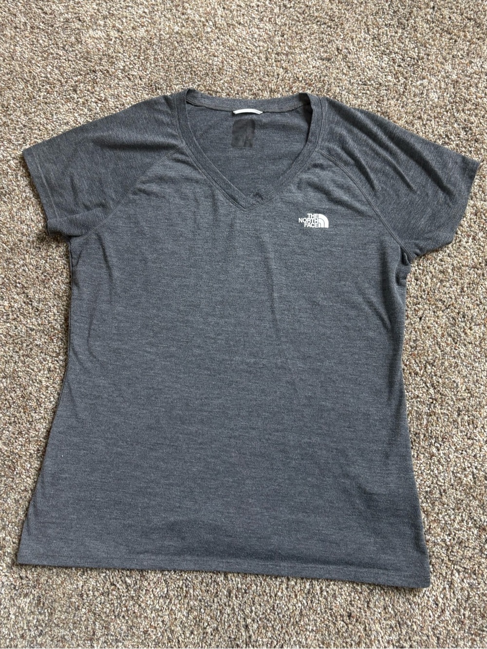 The North Face Women’s Charcoal Gray V-Neck Short Sleeve Tee